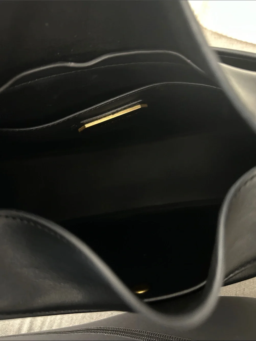Madison West Black Leather Hobo with Gold Accent